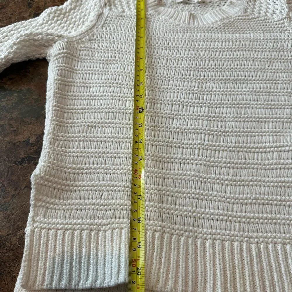 Rag & Bone Ivory Mesh Knit Cotton Crewneck Sweater Pullover Size Small